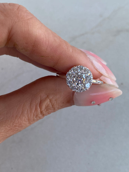 14K White Gold Lab Diamond Halo Ring