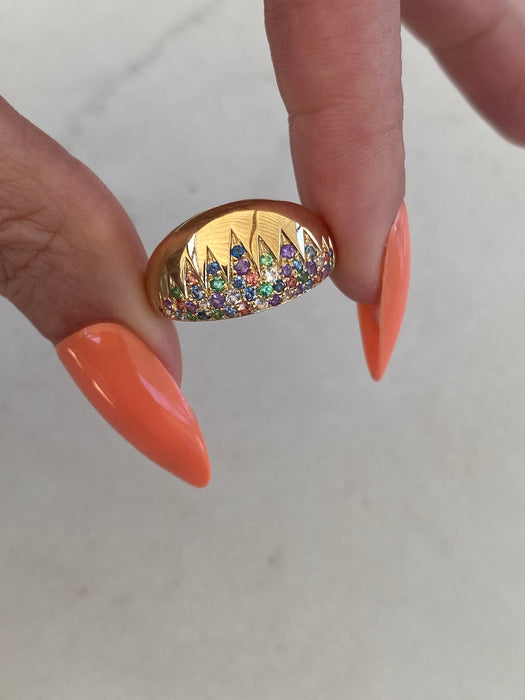14K Multi-Gemstone Cluster Ring