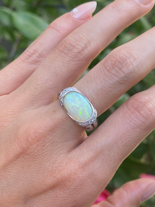 Platinum opal diamond ring size 7