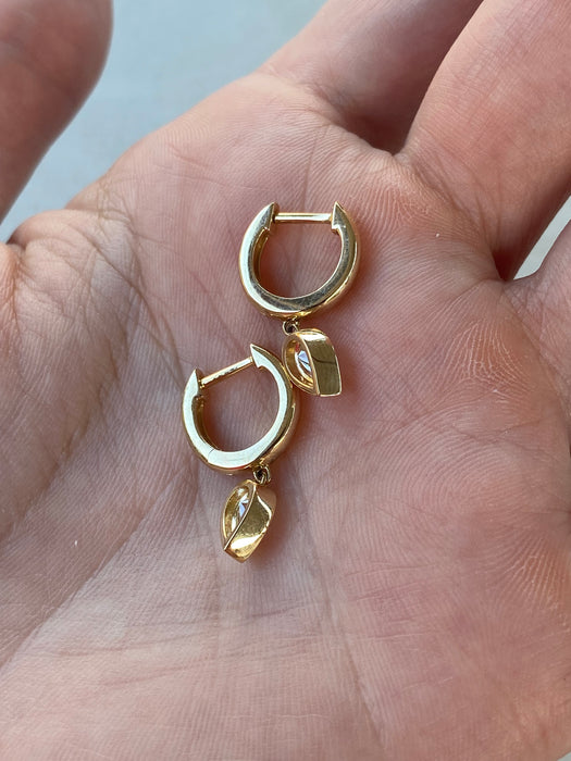 14K Bezel-Set Pear Lab Diamond Huggie Earrings — 0.80 TCW
