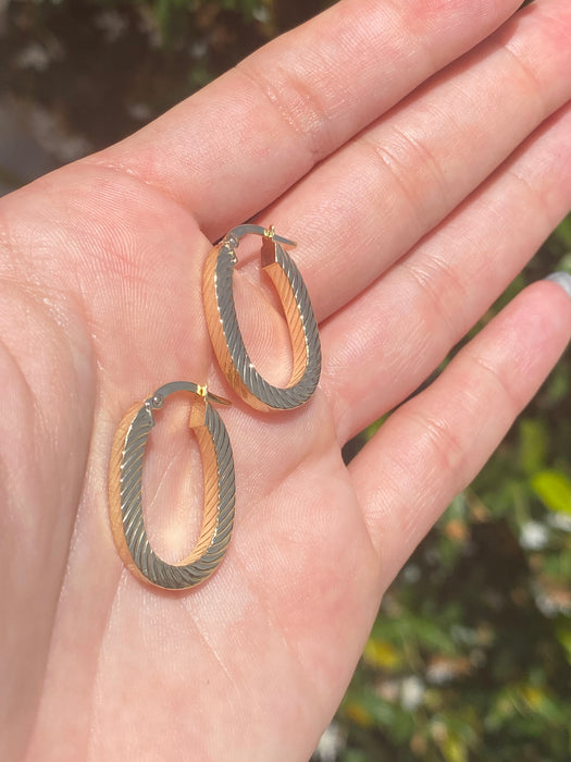 14k fluted oval hoop earrings