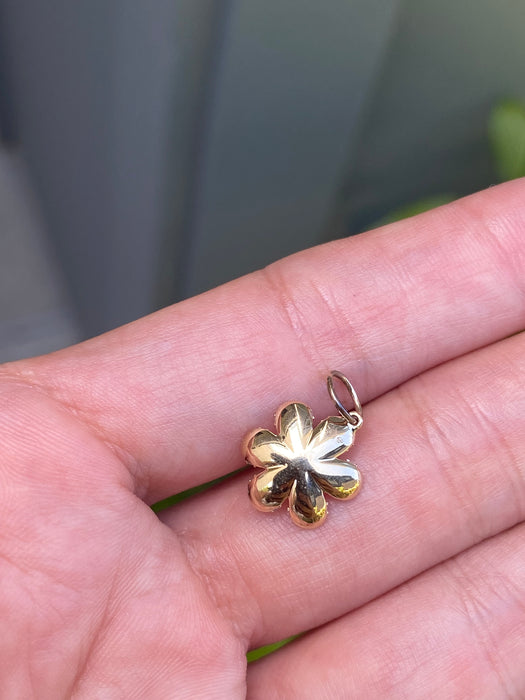 14k diamond flower charm pendant