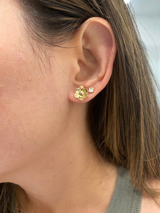 14K Gold Flower Stud Earrings