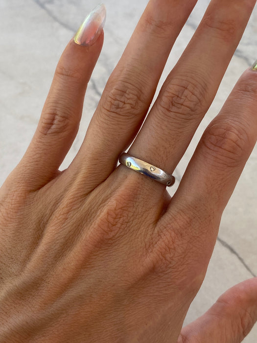 Vintage 14K White Gold Flush Set Diamond Étoile Eternity Ring Size 6.75
