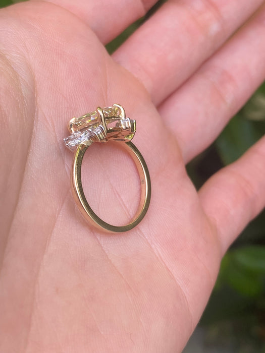 14K Gold Fancy Yellow Lab Diamond Ring 2.52 CTW Radiant IGI Certified