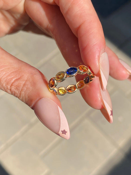 14K Gold 3.8 Carat Sapphire Eternity Ring