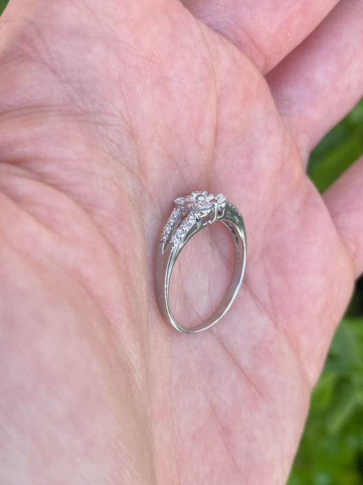 Vintage Platinum 900 Diamond Flower Ring – 0.51 TCW Natural Diamonds – Size 5.5