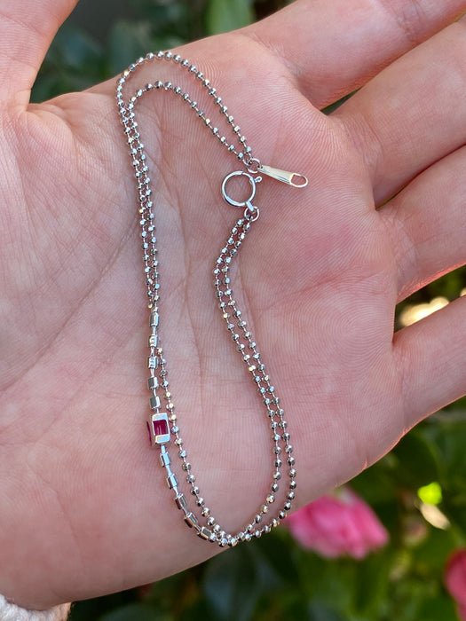 18k white gold diamond ruby double bracelet