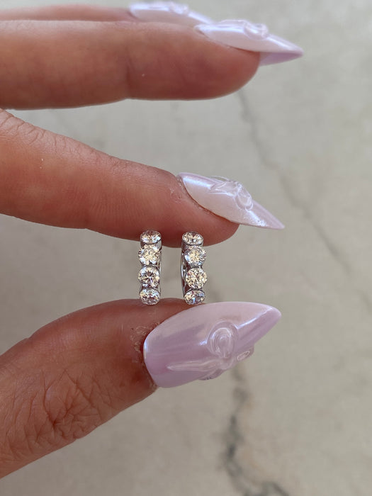 14K White Gold 0.92 TCW Lab Diamond Invisible Set Huggie Earrings