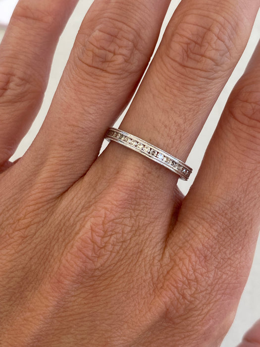 Vintage 18k White Gold Diamond Eternity Ring Size 6.5