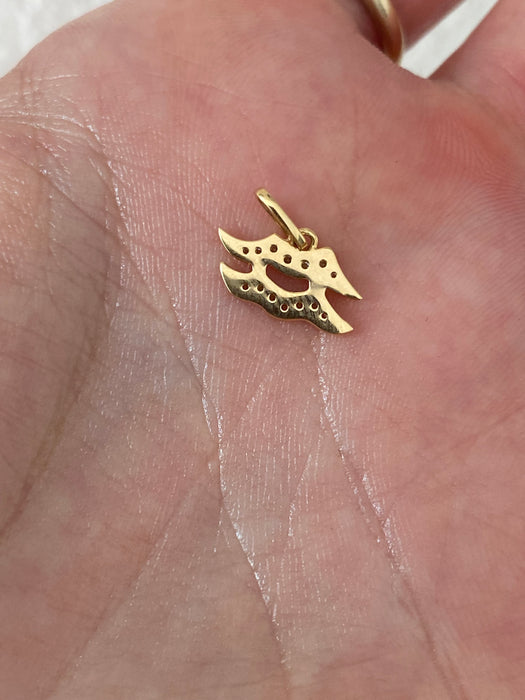 18K Natural Diamond Aquarius Charm