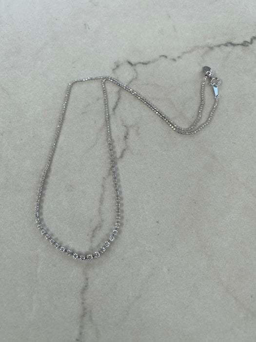 Vintage 18K White Gold Natural Diamond Graduated Necklace – 1.00 CTW