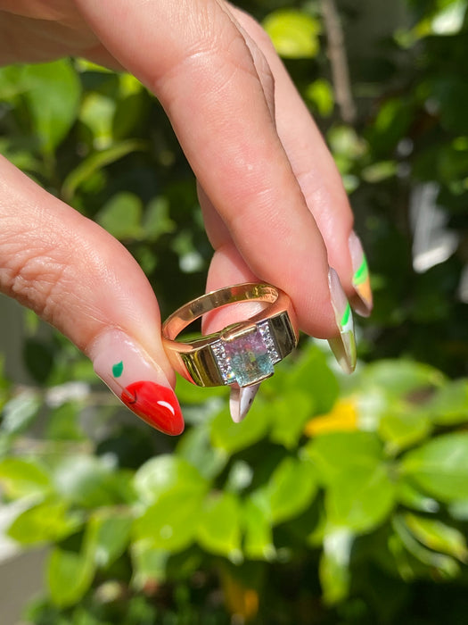 18k watermelon tourmaline and diamond ring size 7.25