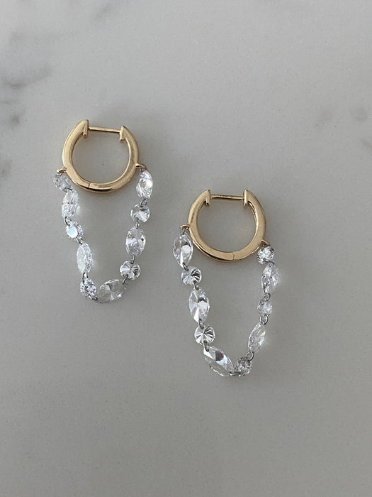 14K Gold Drilled Diamond Huggie Earrings – 3 CTW Lab-Grown Diamonds