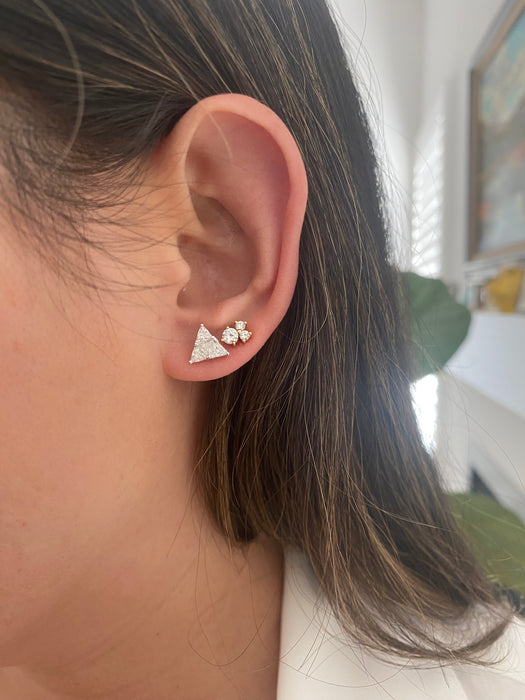 14k white gold 1 carat diamond trillion stud earrings