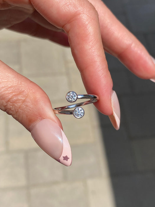 14K White Gold Lab Diamond Bypass Ring