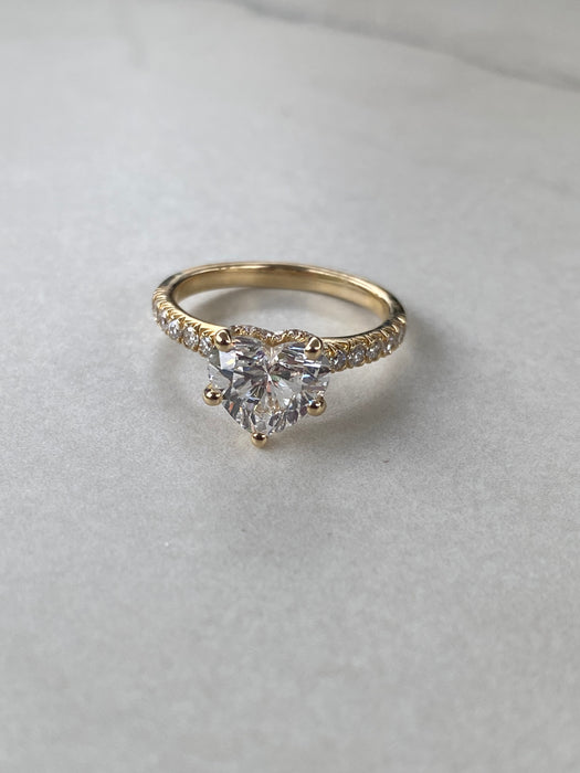 14K Gold Heart-Shaped Lab Diamond Ring- 2.54 TCW