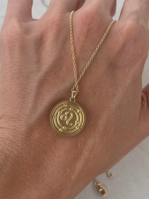 14K Leo Lion Rolo Chain Necklace