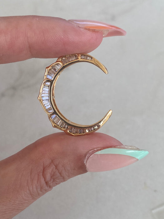 Vintage 18K Rose Gold Crescent Moon Necklace