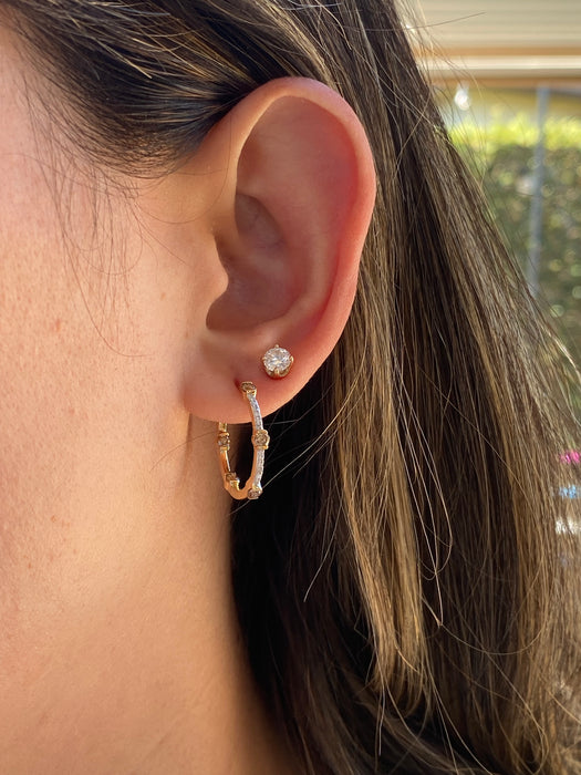 14K Gold Champagne Diamond Inside-Out Hoop Earrings