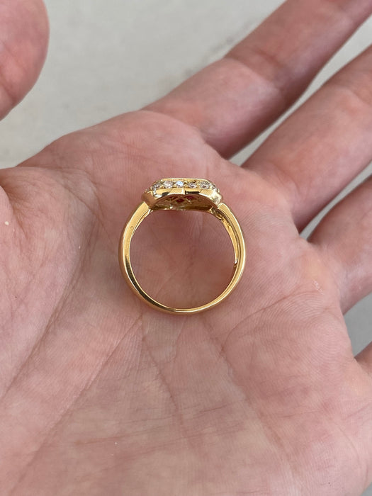 Vintage 18K Natural Ruby & Diamond Heart Ring