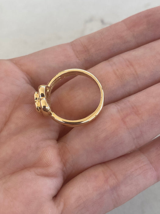 14K Gold Natural Pink Sapphire Double Bezel Heart Ring