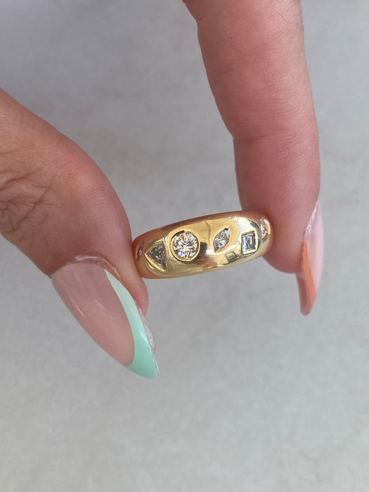 Vintage 18K Gold Multi-Shape Diamond Ring