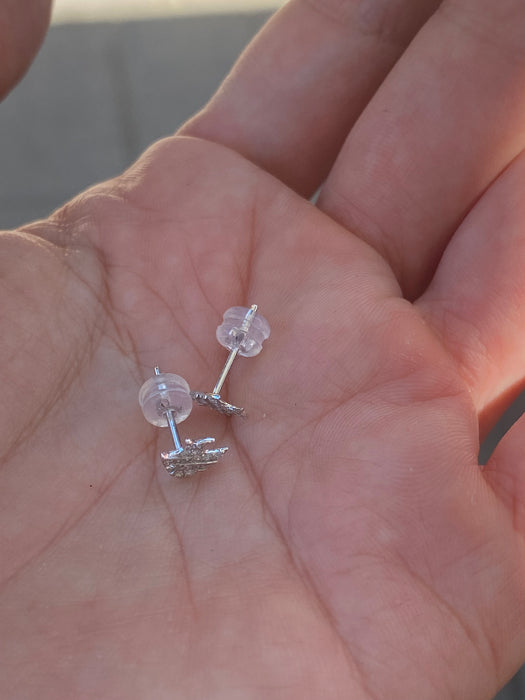 18K White Gold Diamond Fish Stud Earrings