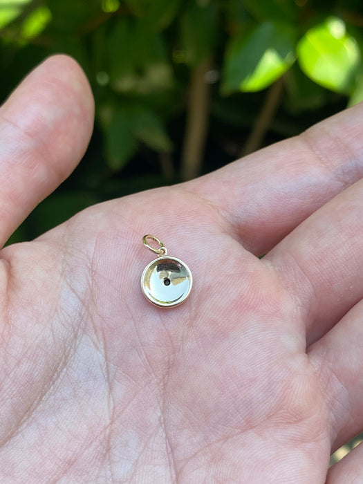 14k diamond sapphire evil eye charm