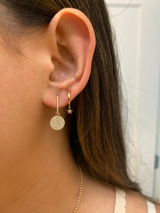 14k diamond huggie earrings