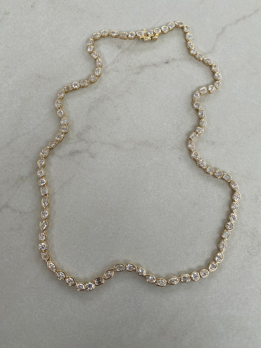 14K Gold Multi-Shape Lab Diamond Tennis Necklace – 10.0 CTW D/VS