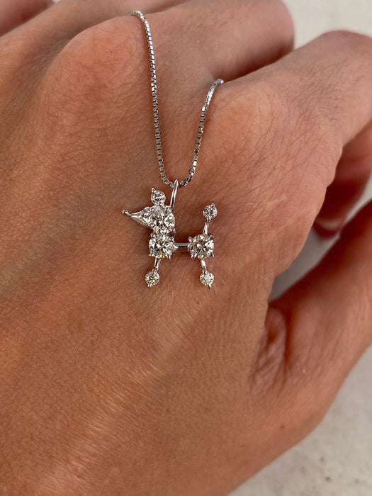 Vintage 18K White Gold Diamond Poodle Necklace