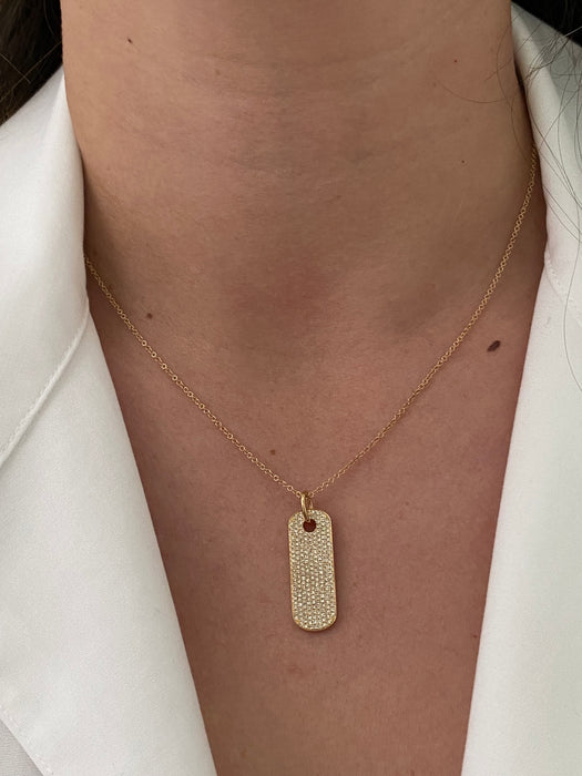 14k diamond dog tag necklace 16-17-18”