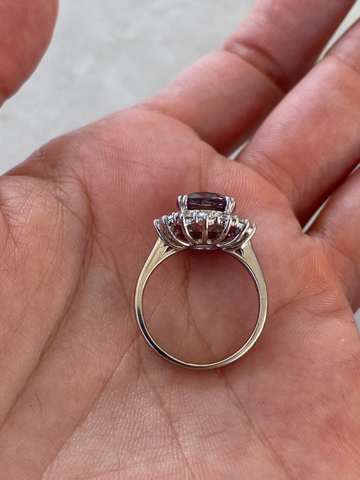 Vintage Platinum 950 Purple Spinel Cushion-Cut Ring