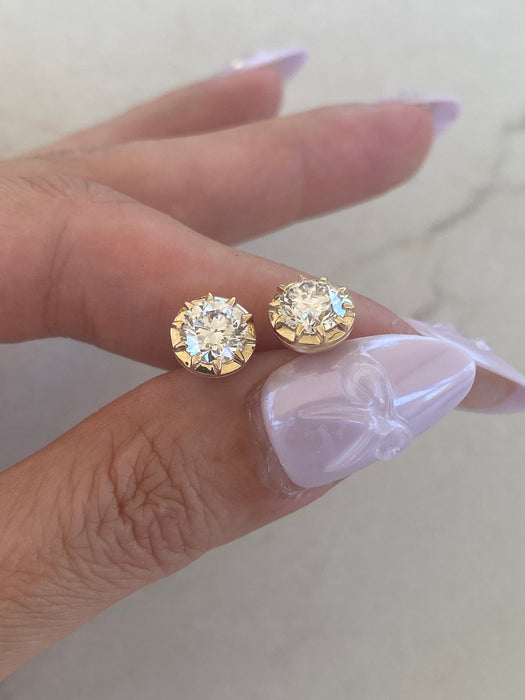 14K Gold 2.00 CTW Lab Diamond Bezel Stud Earrings