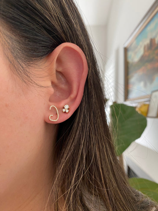 14k single earring diamond letter initial stud