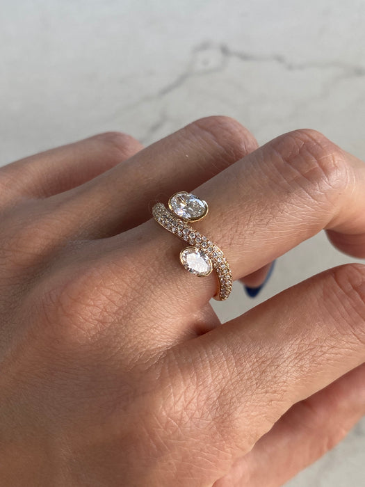 14K Curved Lab Diamond Band with Oval Accents