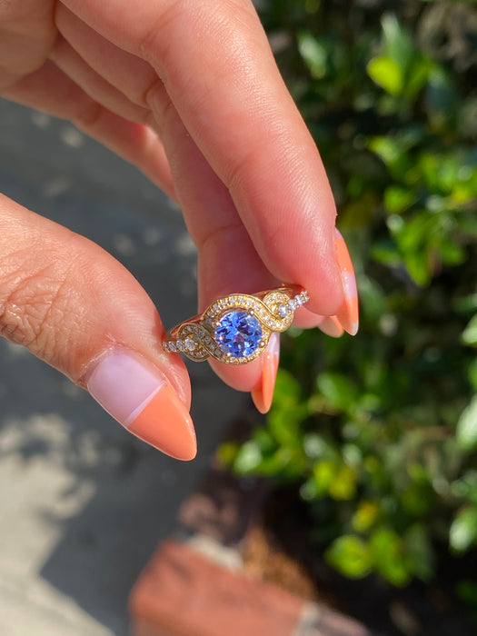 14k whimsical tanzanite diamond ring size 6.5