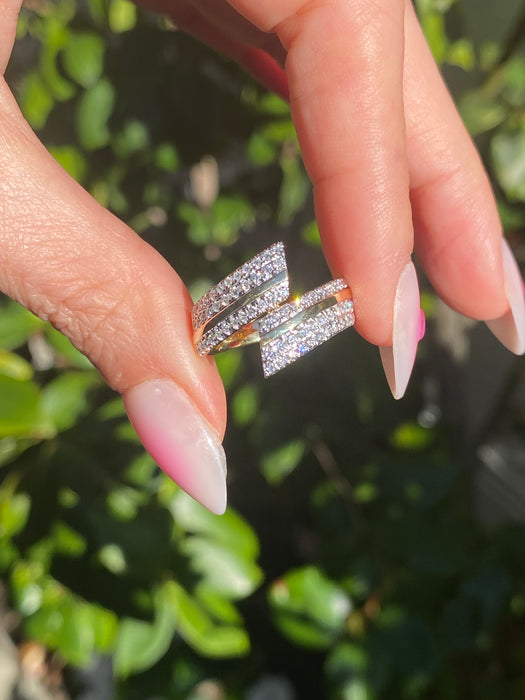 14K Gold Twist Bypass Diamond Ring