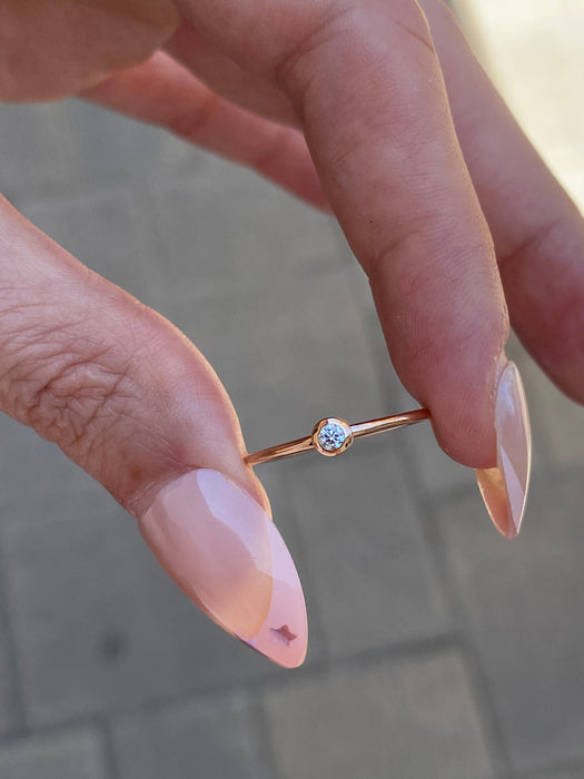 14K Rose Gold Bezel Set Lab Diamond Ring