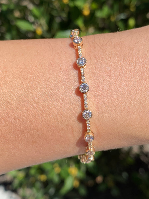 14K Yellow Gold Diamond Tennis Bracelet – 2.63 TCW Bezel & Prong Set Diamonds