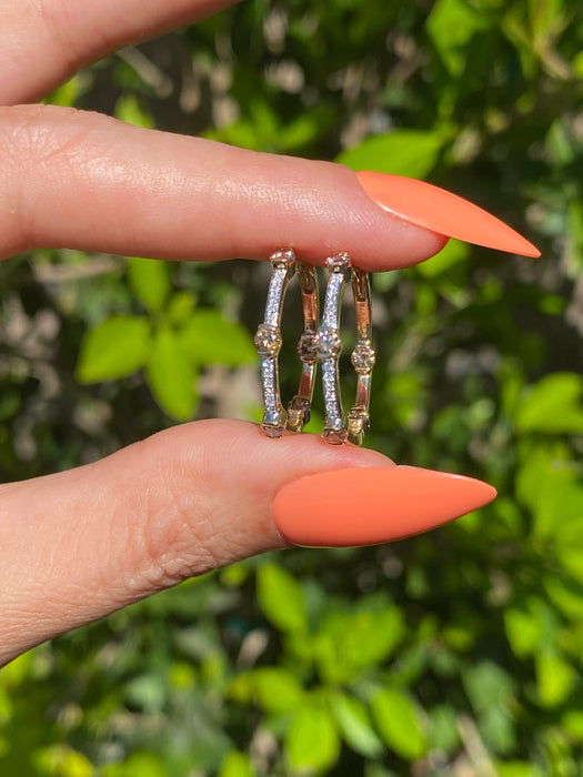 14K Gold Champagne Diamond Inside-Out Hoop Earrings