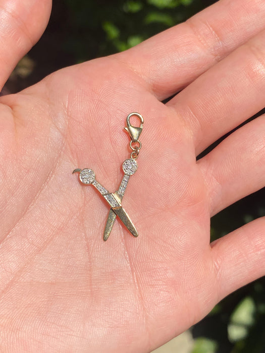 14k diamond scissors charm