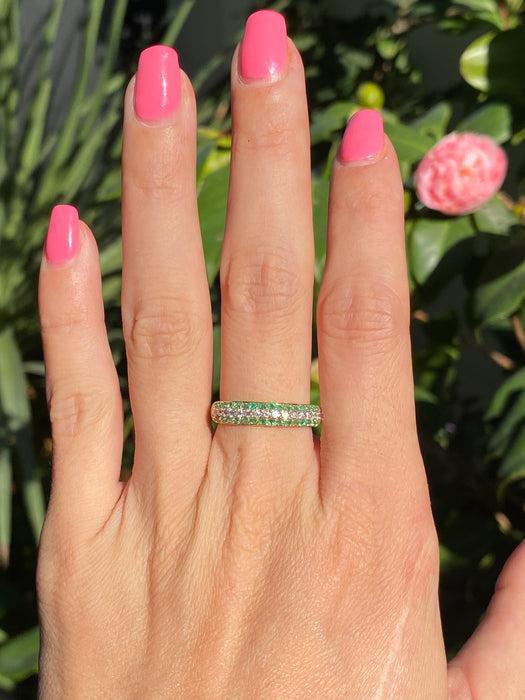 14k emerald diamond ring size 7.25