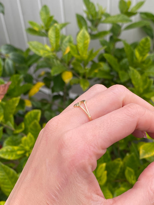 14k moon and fluted star ring