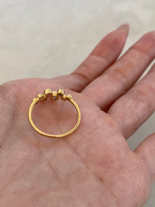 14K Gold Rainbow Gemstone Bezel Set Ring