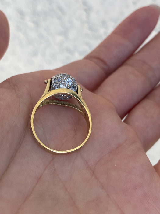 14k CZ ball spinner ring size 7.25