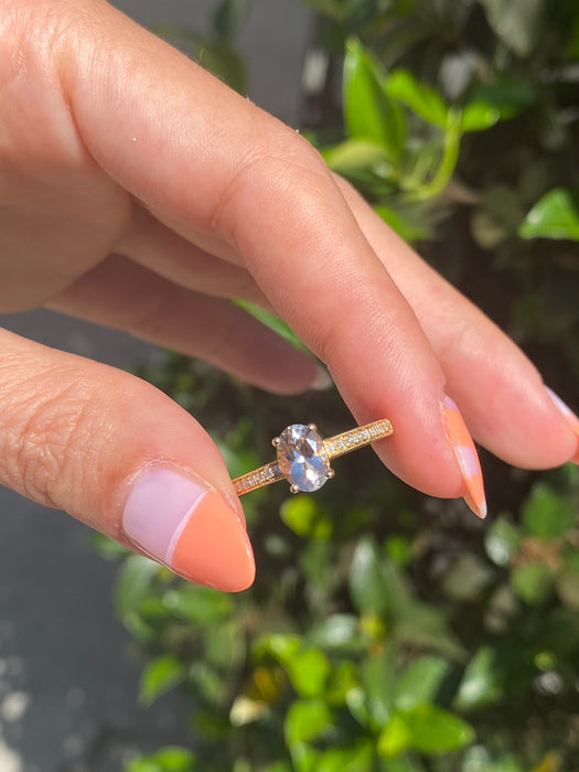 14k morganite diamond ring size 6.25