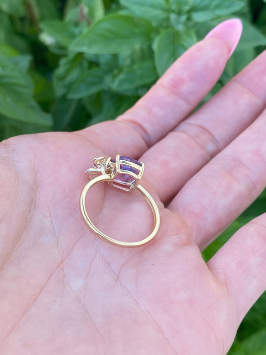 14k Gold Amethyst Flower Ring