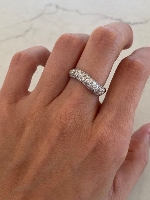 Vintage Platinum 900 1 Carat Diamond Wavy Ring